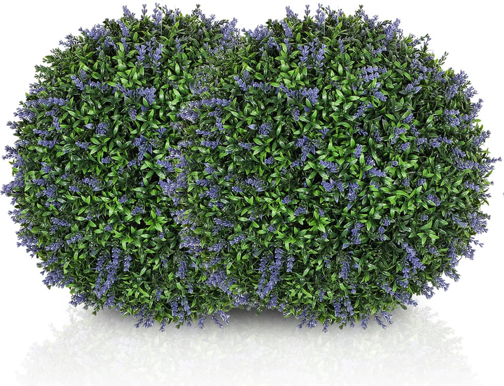 HOMCOM Zestaw 2 Sztucznych Roślin w Kształcie Kulki, UV-odporne, Sztuczne Rośliny do Domu i na Zewnątrz, 42 cm, Zielony+Fiolet