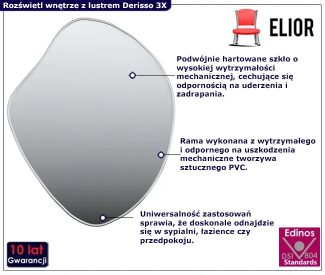 Srebrne eleganckie lustro 50x40 cm L3-Z86