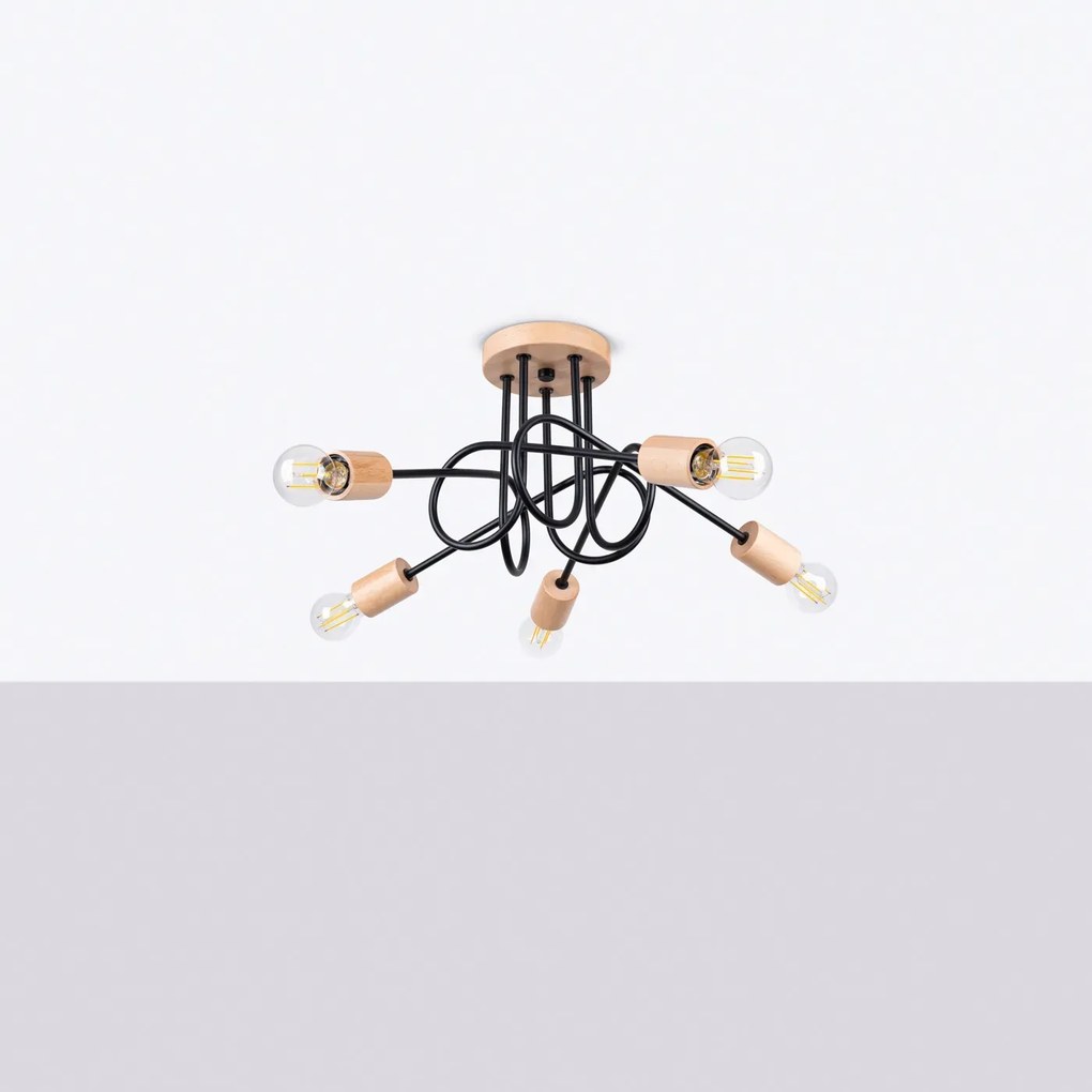 Żyrandol EMBER 5 czarny SOLLUX LIGHTING