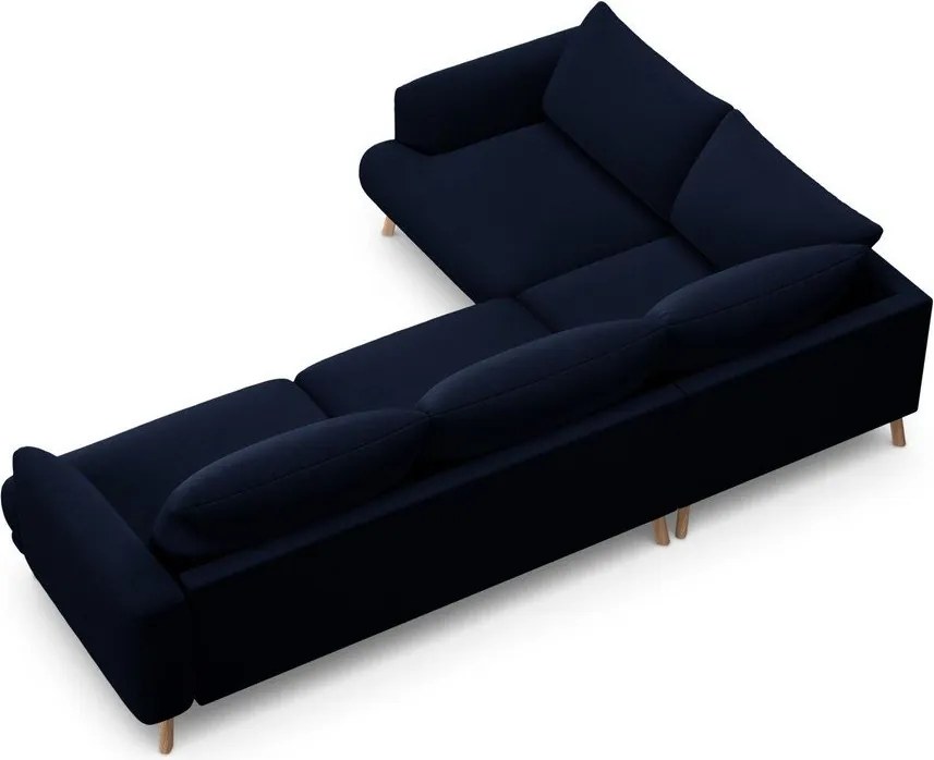 Ciemnoniebieski aksamitny narożnik (lewostronny/w kształcie litery L) Naomi – Micadoni