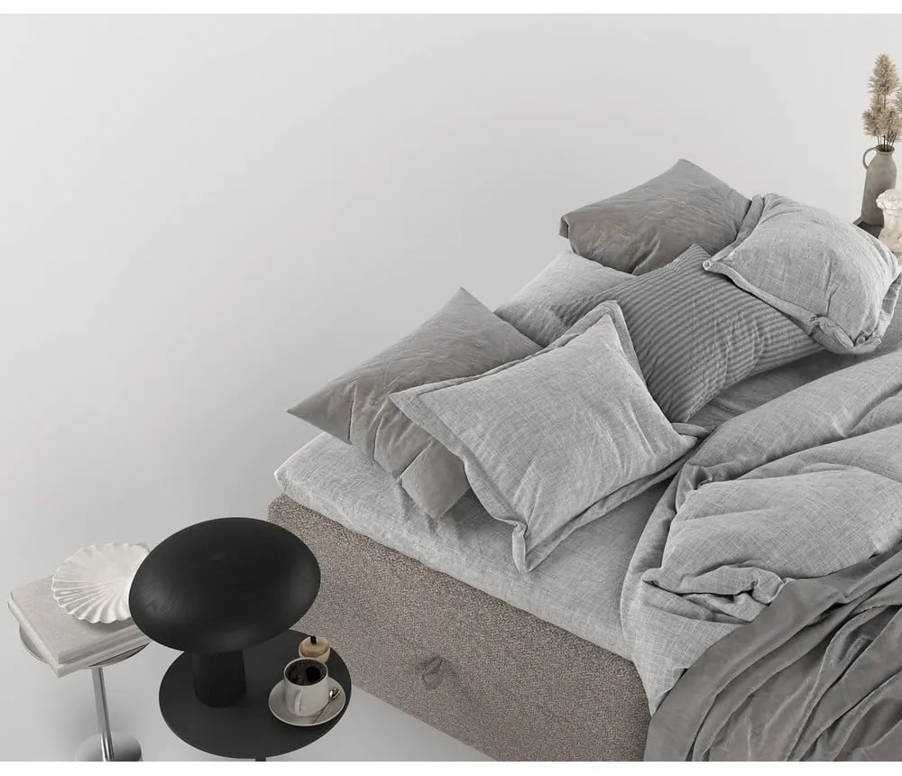 Brązowe łóżko boxspring ze schowkiem 160x200 cm Malte – Maison de Rêve