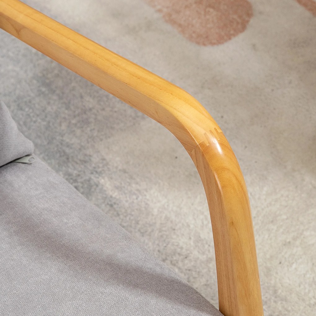 HOMCOM Elegancki Fotel Lounge z ramą drewnianą i tapicerką piankową, wygląd aksamitu, do salonu, sypialni, Szary