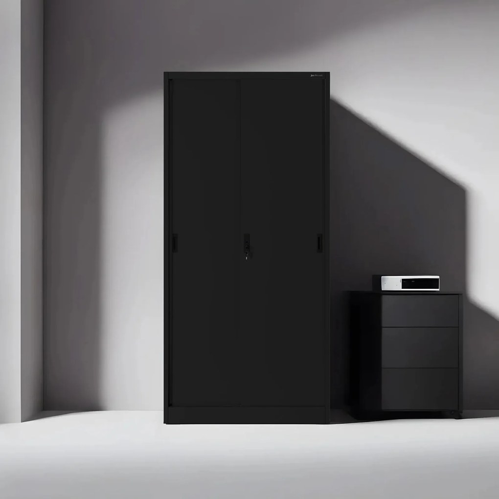 Przesuwna szafa biurowa Kuba 90x40x185 cm, czarna
