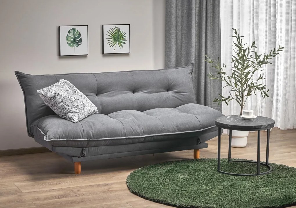 Sofa rozkładana z funkcją spania PILLOW szara HALMAR
