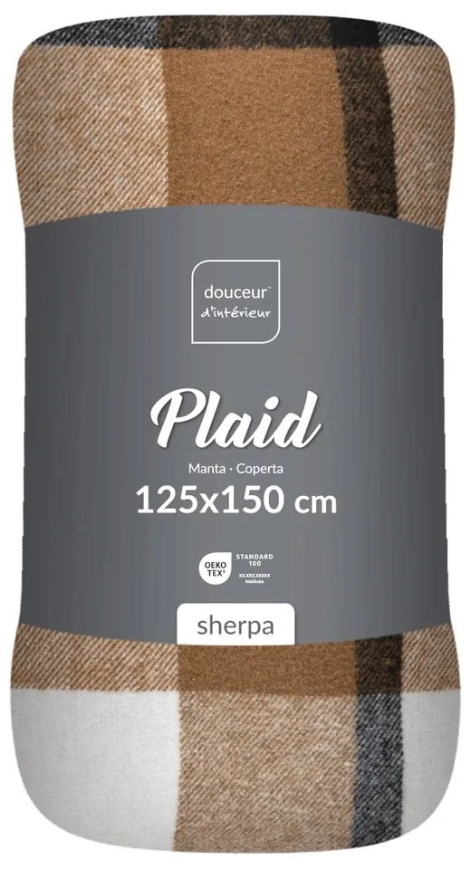 Brązowy koc z materiału sherpa 125x150 cm Ecossais – douceur d'intérieur