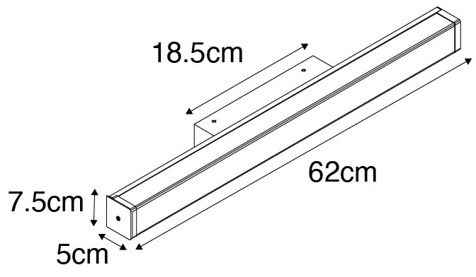 Lampa ścienna do łazienki mosiądz 62 cm z LED IP44 - Cascada Nowoczesny Oswietlenie wewnetrzne
