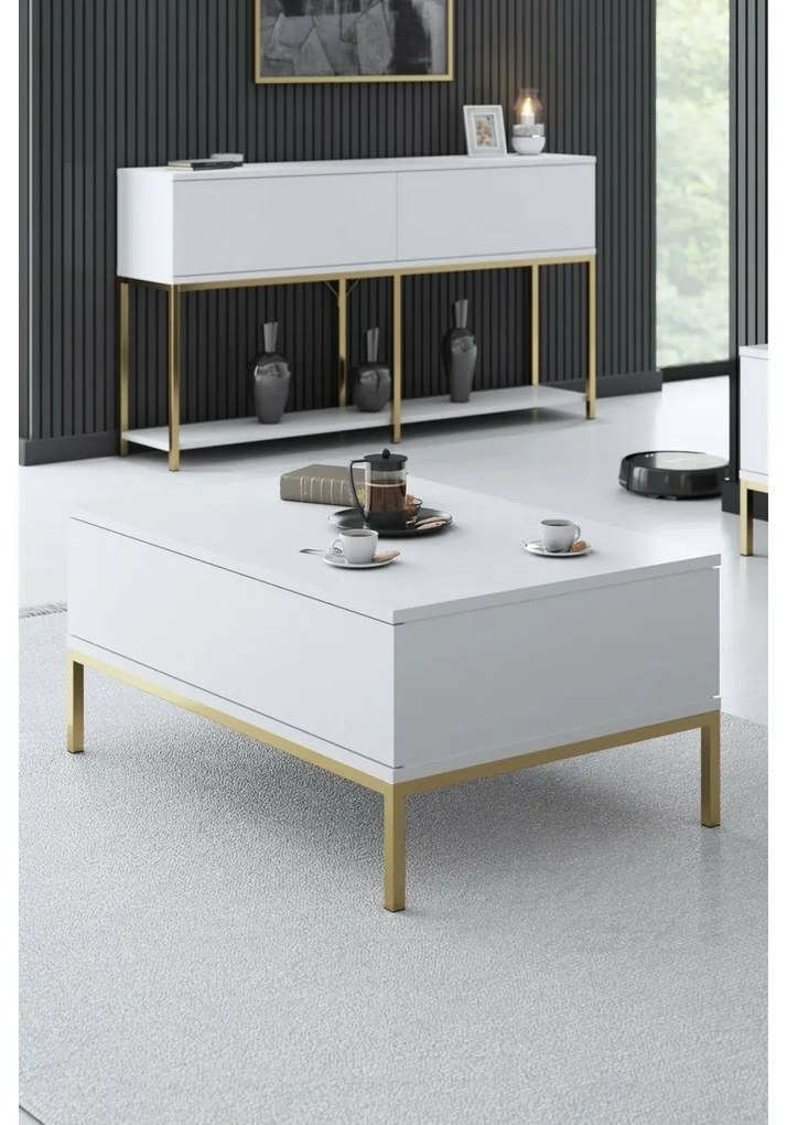 Stolik konferencyjny Lord White and Gold