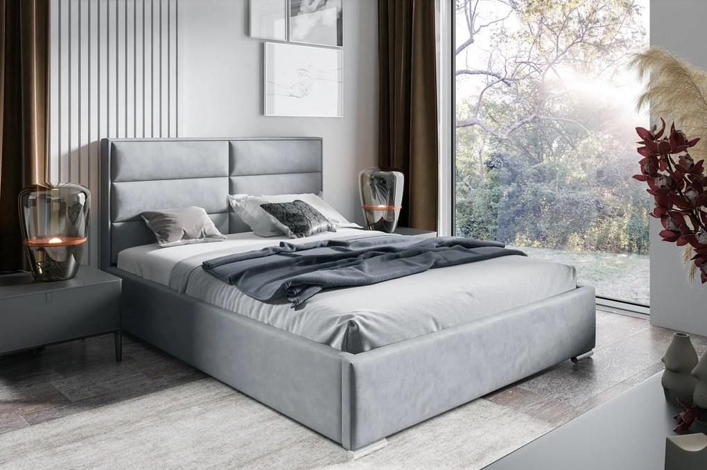 Łóżko tapicerowane z pojemnikiem na pościel Box Pv1