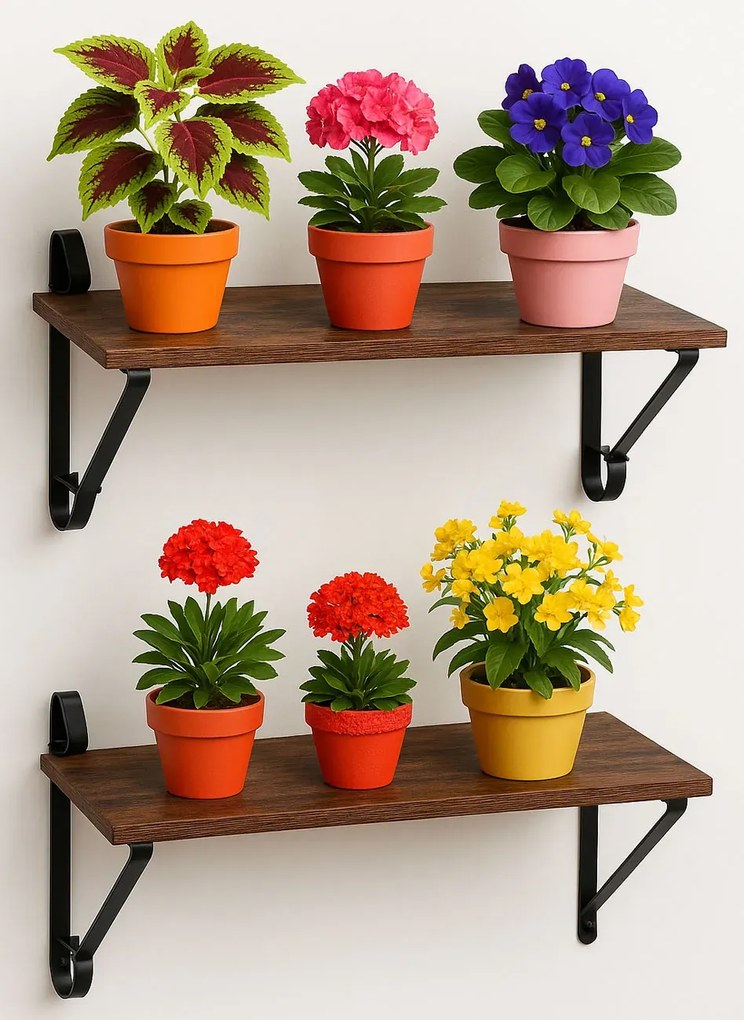 Komplet 2 brązowych półek wiszących na kwiaty L5-H80