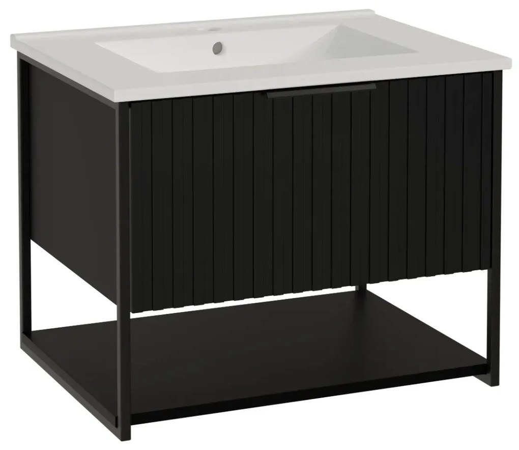 Szafka pod umywalkę TURF BLACK VINTAGE 60-1S 60cm czarna STRAMA