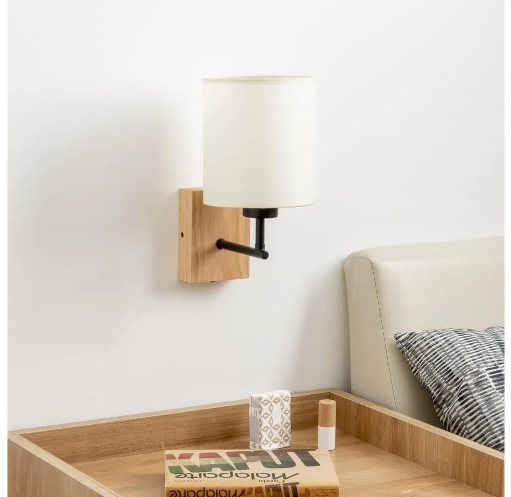 Brilagi - Lampa ścienna NUBILA WOOD 1xE27/25W/230V dąb/czarny/krem