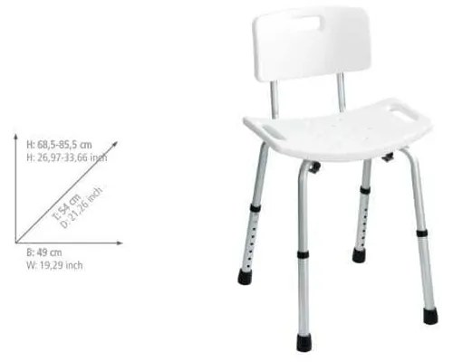 Taboret z oparciem pod prysznic Wenko Stool With Back, 54x49 cm