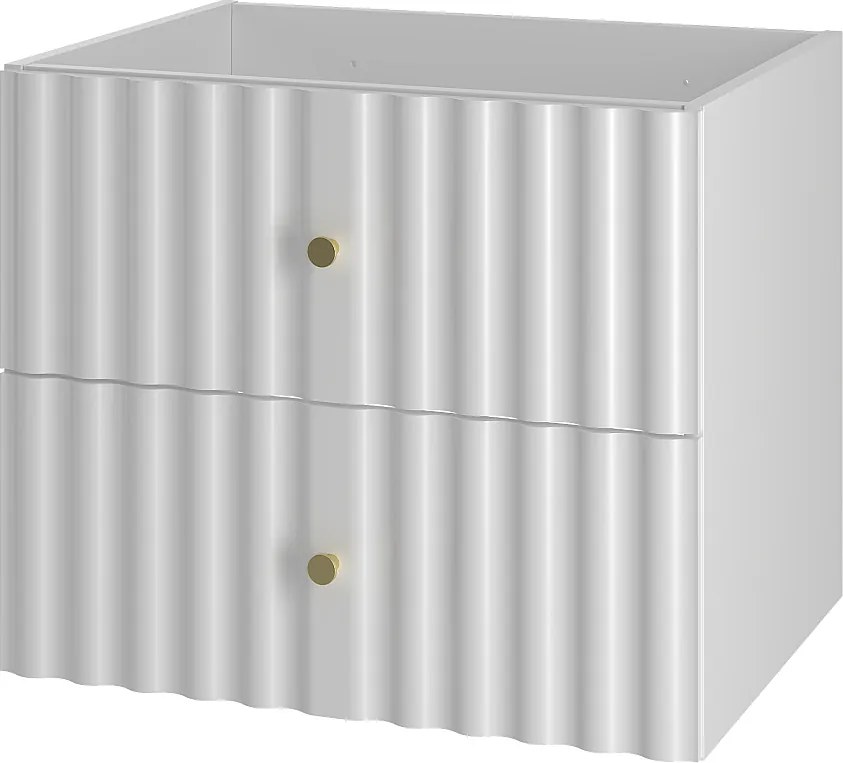 Biała Szafka Łazienkowa pod Umywalkę 60cm Ryflowane Fronty Aqua