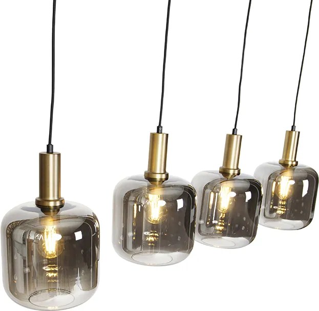 Inteligentna lampa wisząca czarna z przydymionym szkłem 4-światłowa w tym Wifi A60 - Zuzanna