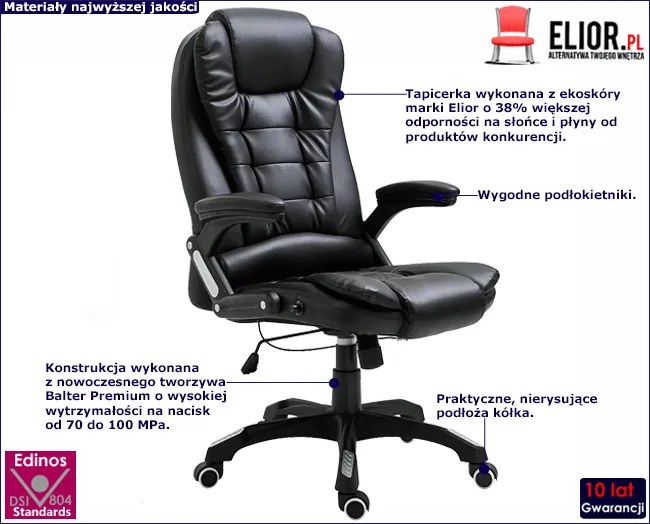 Fotel Obrotowy Czarny Regulowany Z Podłokietnikami S6-W92