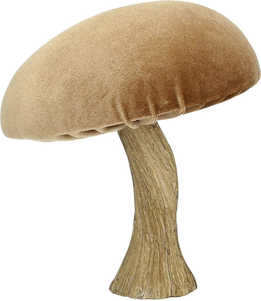 Dekoracja Velvet Mushroom 17 cm caramel