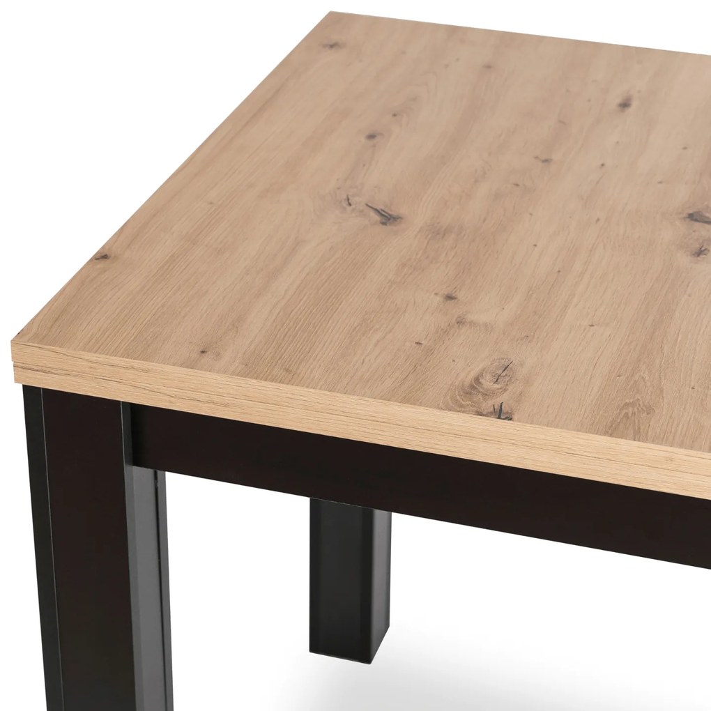 Zestaw Stół Kwadratowy Rozkładany MAX 80-160 cm Dąb Craft/Czarny i 6 Krzeseł Tapicerowanych CHRIS Beżowych Nowoczesnych