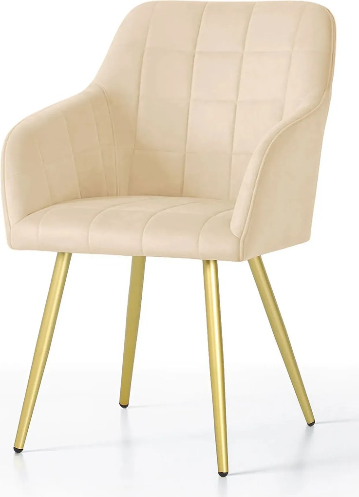 Zestaw 2 beżowych krzeseł pikowanych glamour - Cormelis 5X