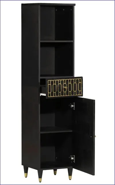 Czarny drewniany słupek łazienkowy C2-R94