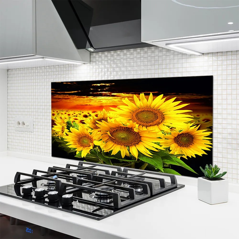 Szkło do Kuchni na Ścianę Radosny Słonecznik w Pełni