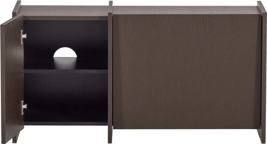Ciemnobrązowa szafka pod TV w dekorze jesionu 102x53x44 cm Brock – WOOOD