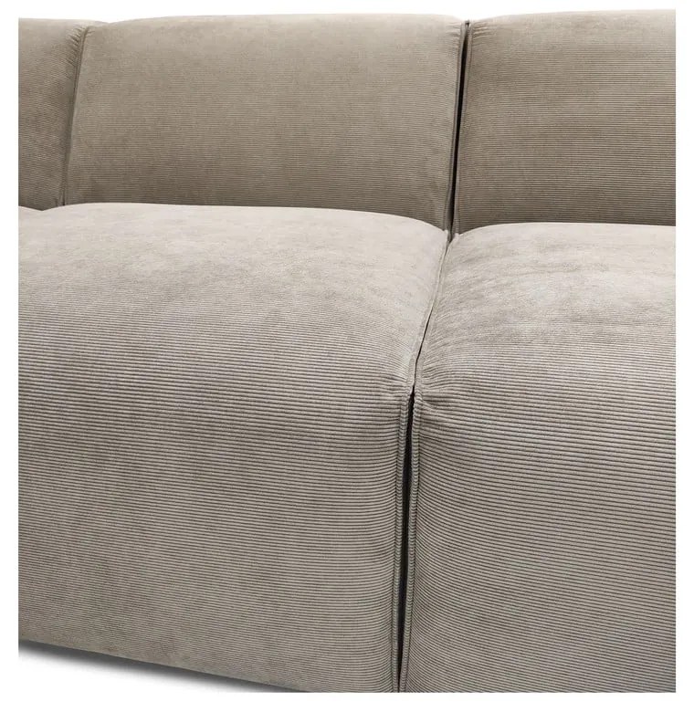 Beżowa sztruksowa sofa modułowa w kształcie litery "U" Scandic Sting, prawostronna