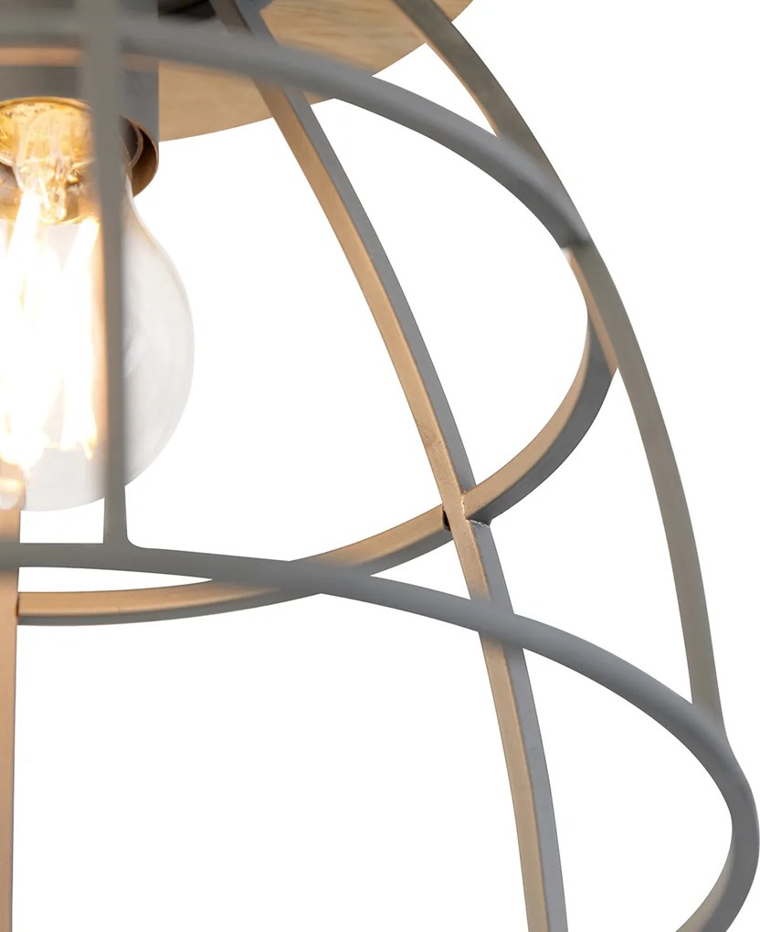 Inteligentna lampa sufitowa Arthur, ciemnoszara z drewnem, z WiFi E27