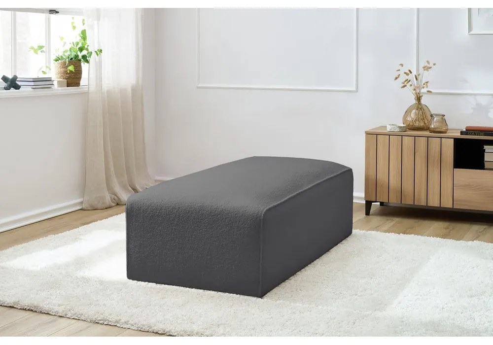 Ciemnoszary podnóżek modułowy z materiału bouclé Megeve – Bobochic Paris