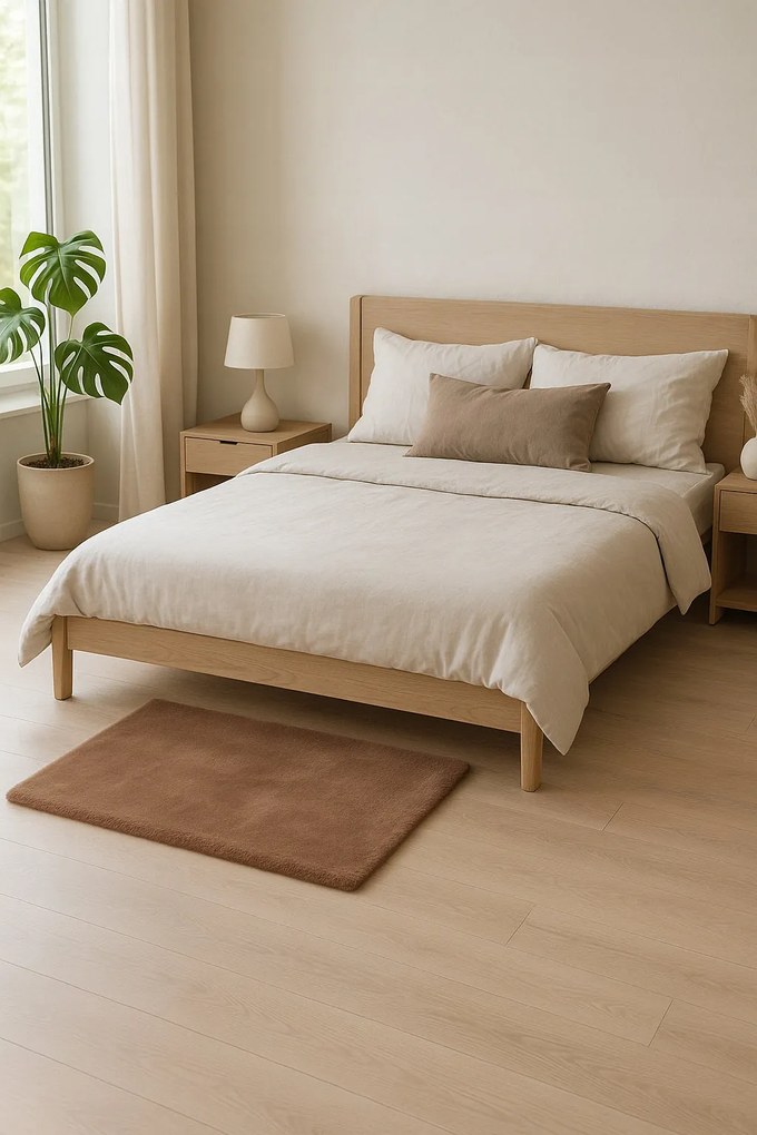 Dywan Futrzany Brązowy 60x90 cm Włochaty Miękki Dekoracyjny Antypoślizgowy