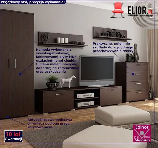 Meblościanka zestaw mebli do salonu z szafą wenge A4-R80