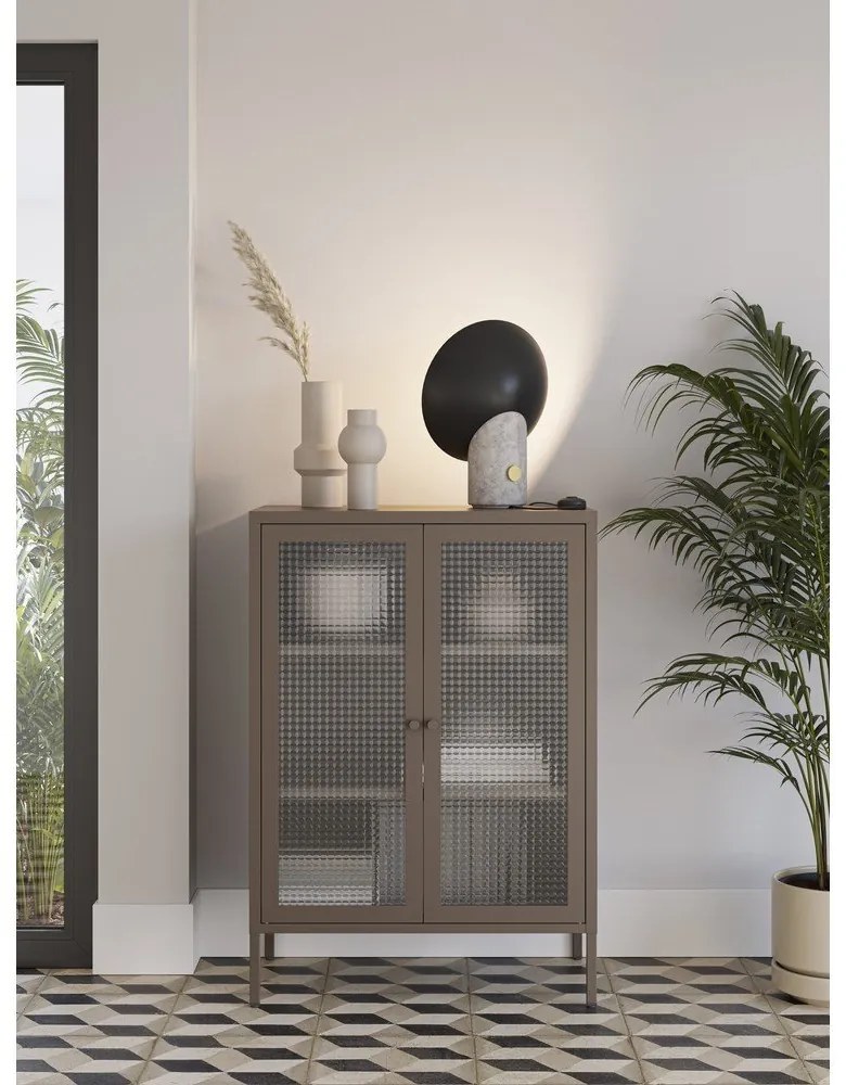 Szara metalowa witryna 70x100x40 cm Layna – Marckeric