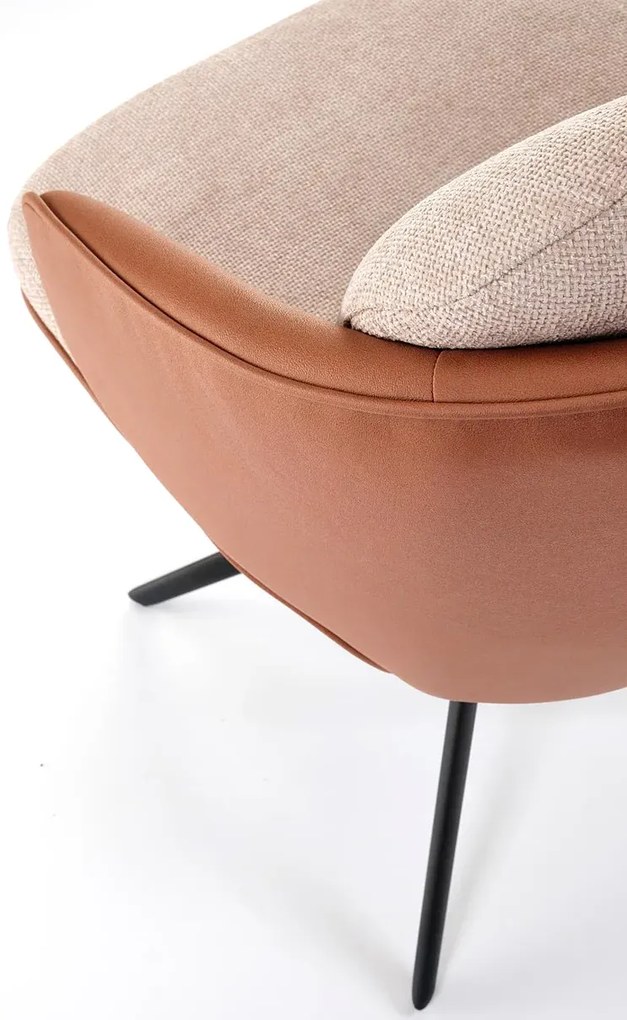 Skandynawski obrotowy fotel brązowo-beżowy R2-P37