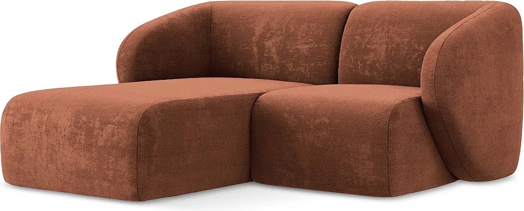 Narożnik lewostronny - z tkaniny szenilowej - terakota - LANI