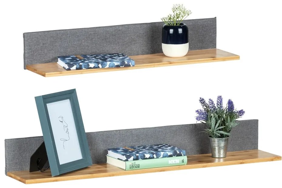 Szare bambusowe półki zestaw 2 szt. 80 cm Bahari – Wenko