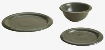 Zestaw Naczyń 12-częściowy Z New Bone China Rylvane Intensywny Verde Olive - Sklum