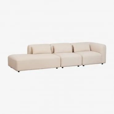 Sofa Modułowy Narożny 3-częściowy Z Lewym Szezlongiem Fogler Tkanina Baranek Boucle Kremowy Beż - Sklum