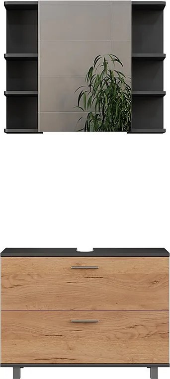 Zestaw mebli łazienkowych złoty dąb power/antracyt 80x33x60.8 ilias