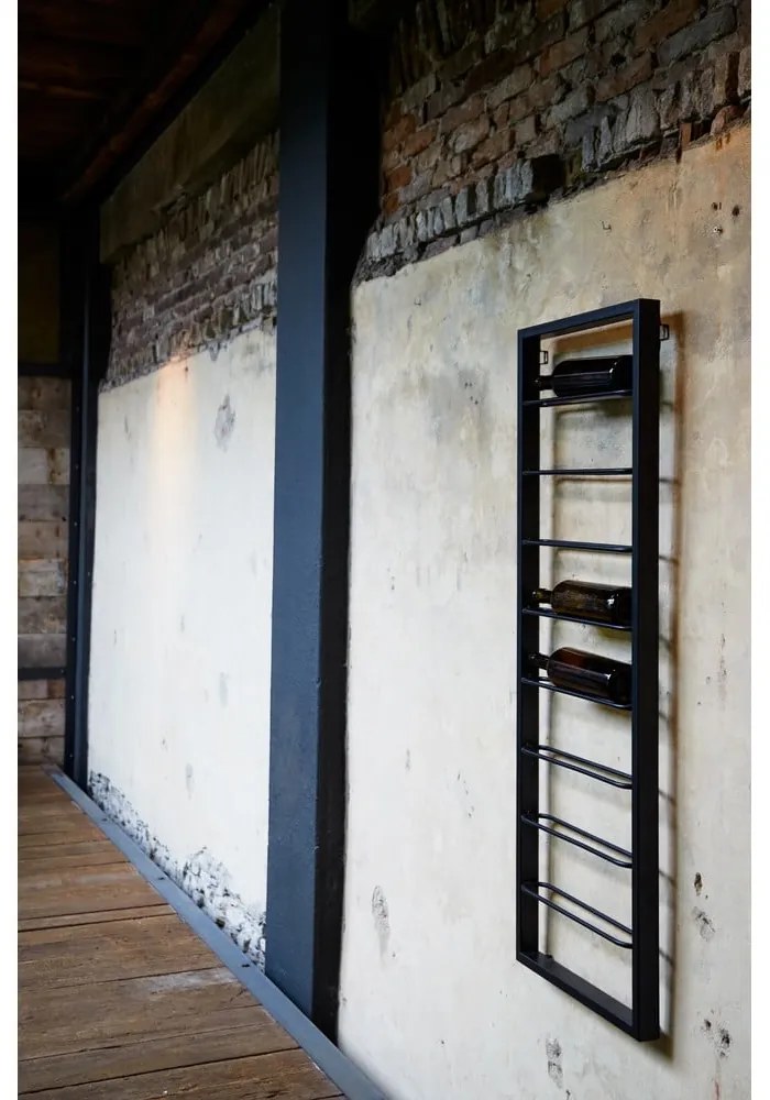 Czarny wiszący metalowy regał na wino 42x120x6 cm Macaben – Light & Living