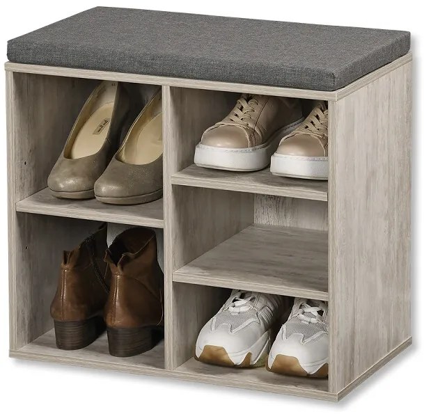 Kesper 15911 Szafka na buty z siedziskiem,szaro-biała, 51,5 x 48 x 29,5 cm