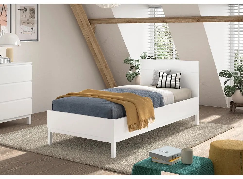 Białe łóżko dziecięce z litego drewna sosnowego bez stelaża 90x200 cm Eva – Vipack