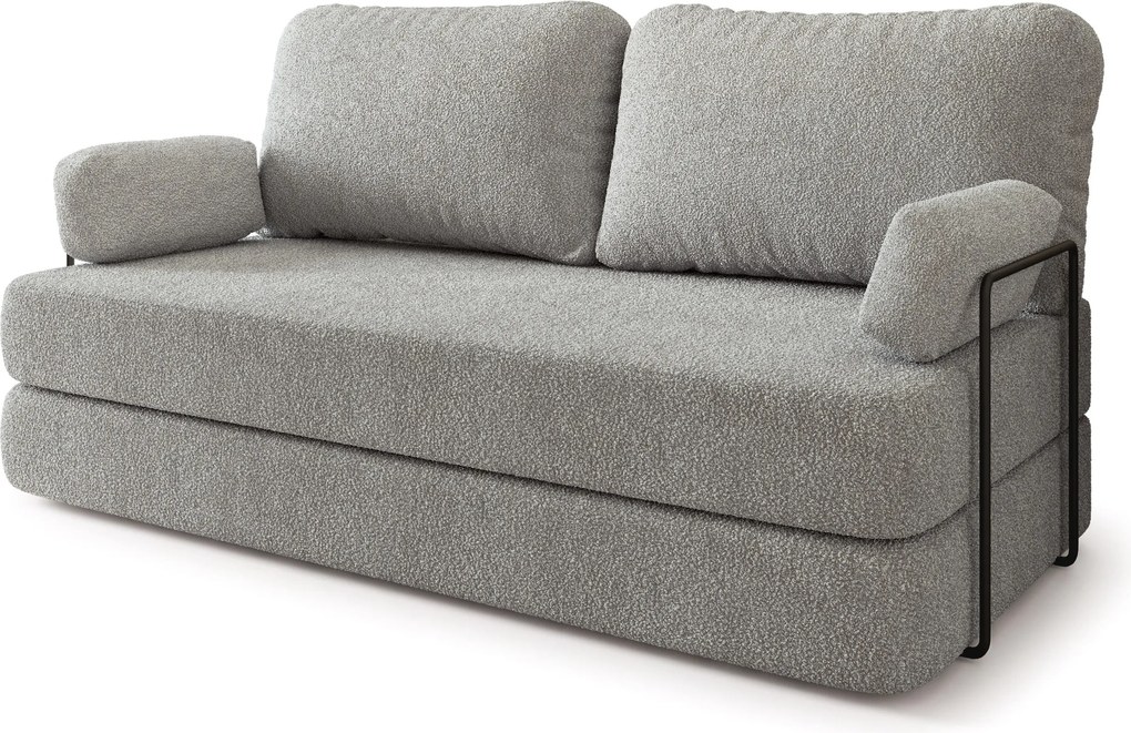 Masseno Sofa piankowa NIKSI z funkcją spania, Kanapa z pianki do salonu, Bezmontażowa, Tkanina bucle – Jasnoszary QUELLE 83