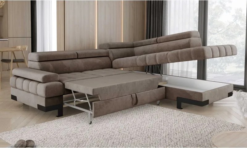 Narożnik SELVA L z funkcją spania i pojemnikiem Prawostronny w tkaninie SALVADOR 12 WERSAL