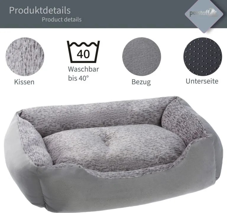 Petstuff Legowisko dla psa, rozmiar L, 80 x 70 x 20 cm, szar