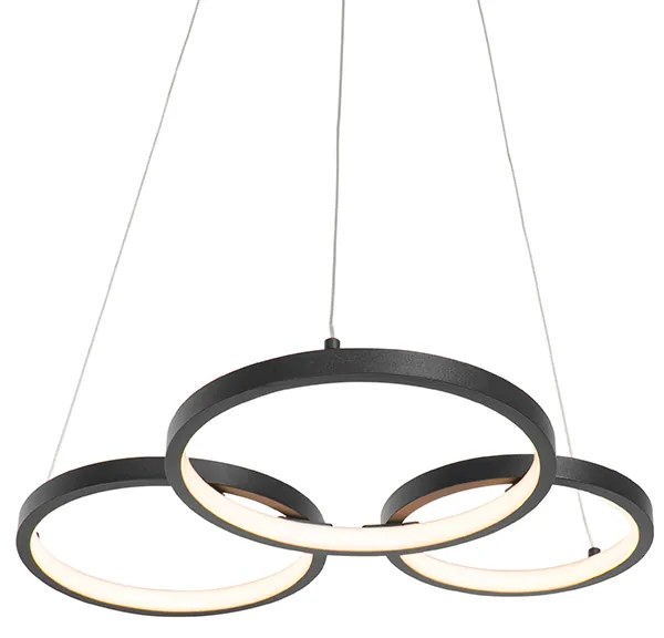 Lampa wisząca czarna z wbudowanym LED 3-stopniowy ściemniacz 3-światła - Rondas Nowoczesny Oswietlenie wewnetrzne
