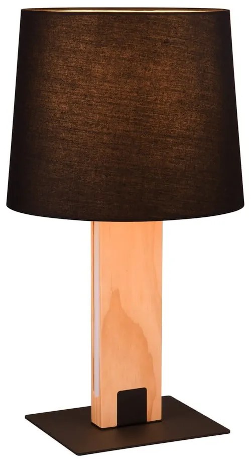 Czarno-naturalna lampa stołowa LED z tekstylnym kloszem (wys.50 cm) Rahul – Trio