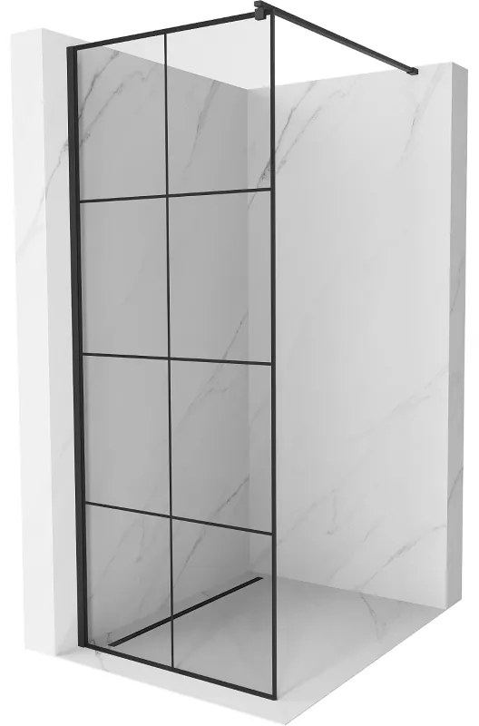 Mexen Kioto ścianka prysznicowa Walk-in 90 x 200 cm, czarny wzór 8 mm, czarna - 800-090-101-70-77