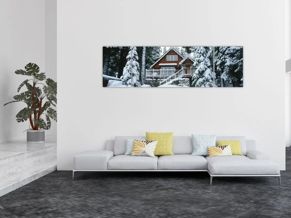 Obraz - Drewniany domek (170x50 cm)