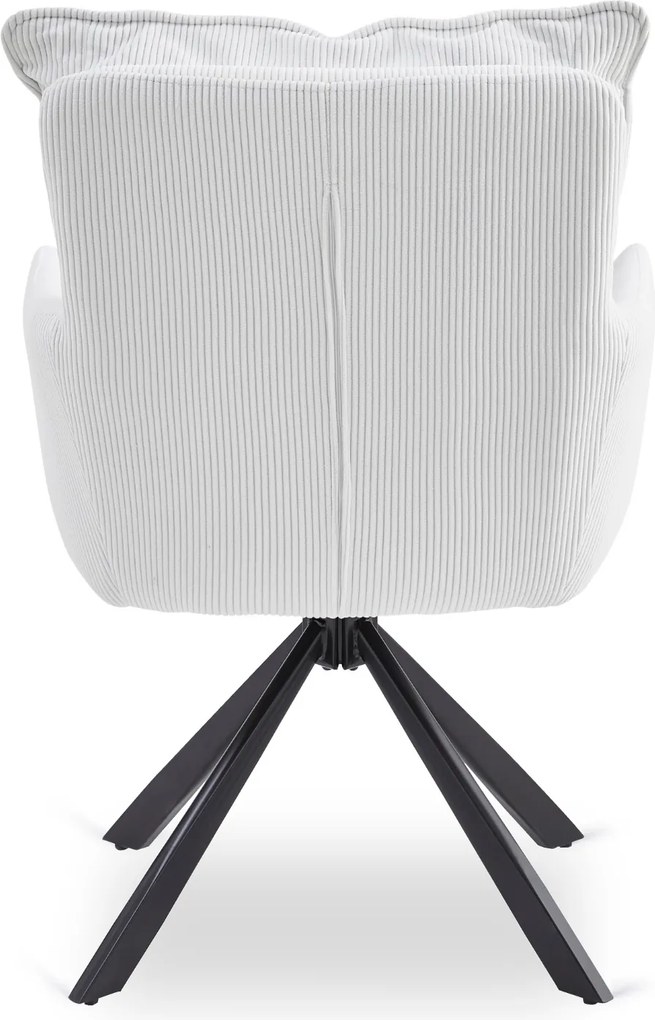 Krzesło Tapicerowane Obrotowe do Salonu CITY Kremowe Sztruksowe Nowoczesne