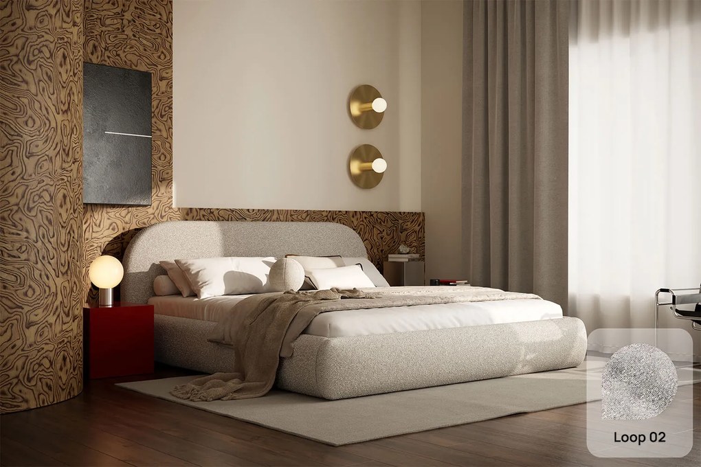 Łóżko Livv 160x200, tkanina LOOP 02, stelaż metalowy