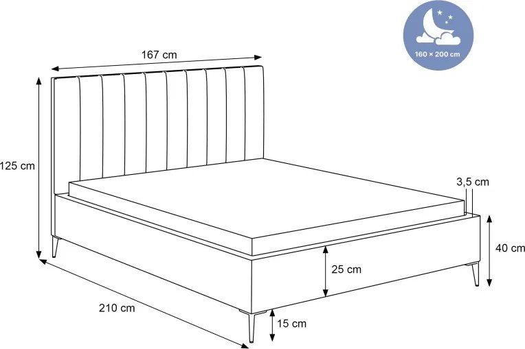 Łóżko Mona Slim III 160 Tkanina ABRIAMO 05 stelaż metalowy